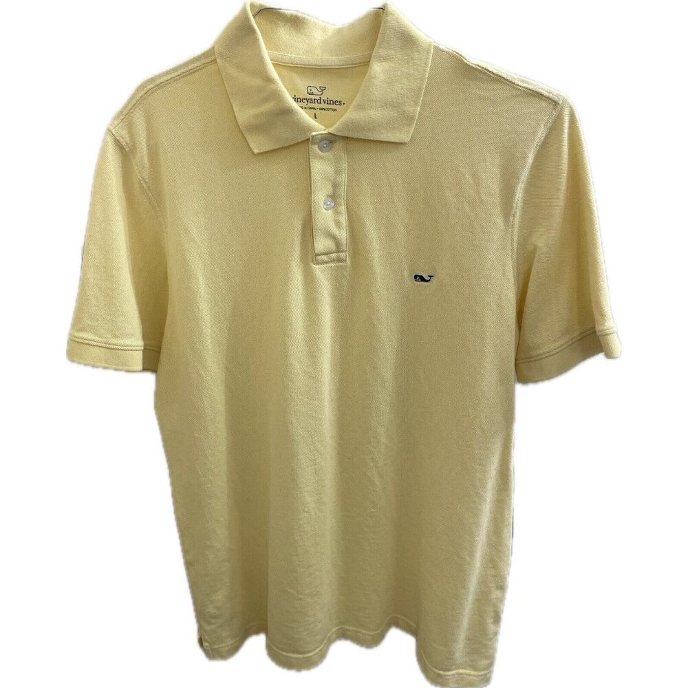Vineyard Vines Polo Shirt Men's Large Yellow Short Sleeve Casual Cotton Whale